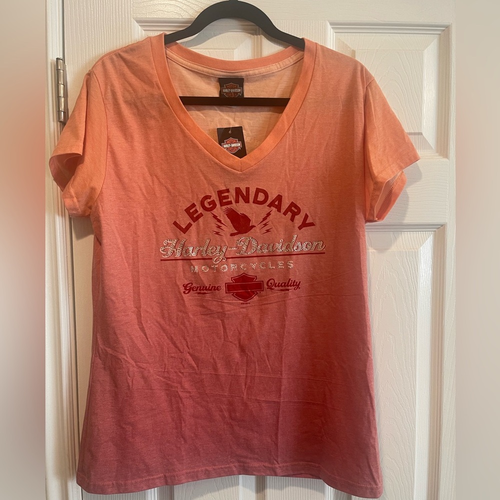 Harley-Davidson Orange V-Neck T-Shirt